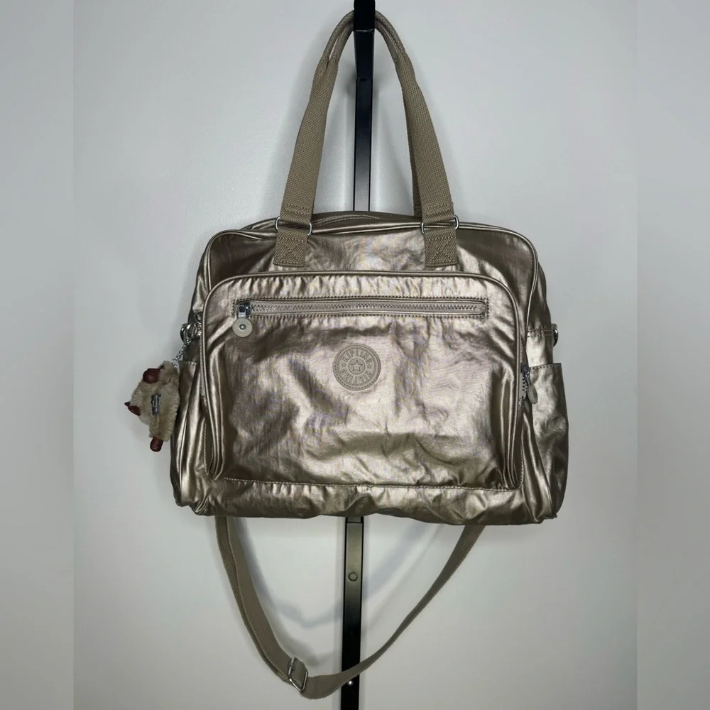 Kipling Alanna Champagne Metallic Tote Bag